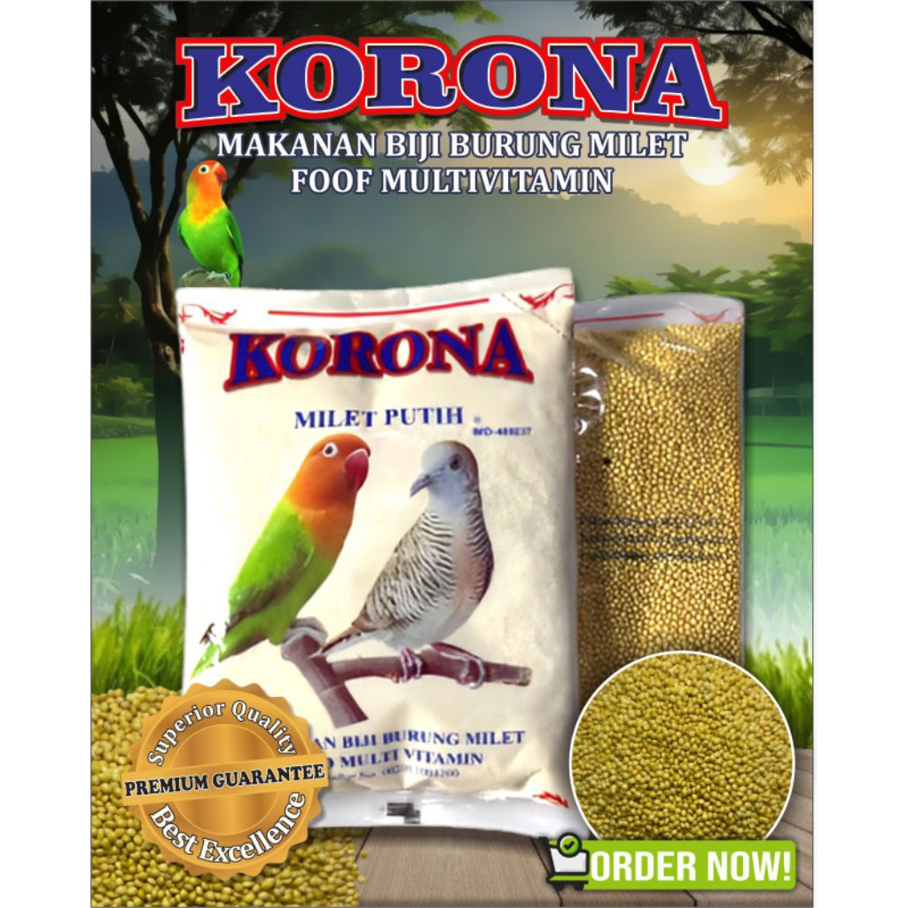 Korona Milet Putih Pakan Berkualitas untuk Burung  Perkutut, Tekukur & Lovebird Termurah