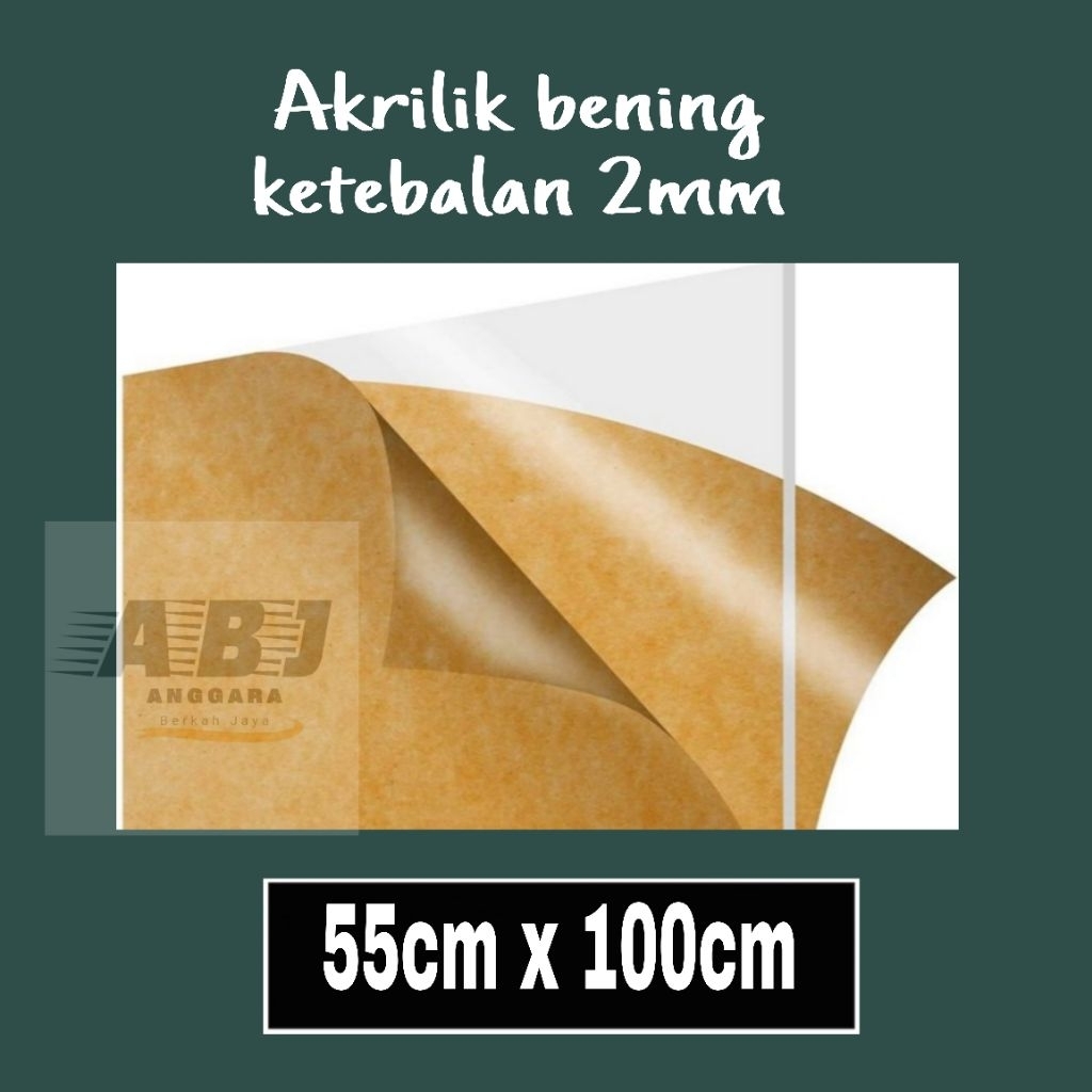 Akrilik bening 2mm ukuran 55x100cm/mika akrilik