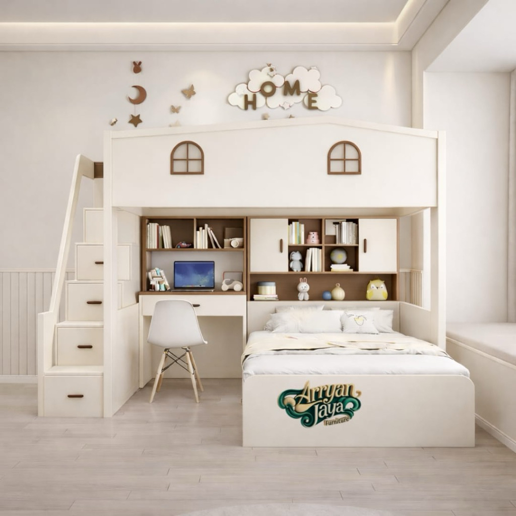 TEMPAT TIDUR TINGKAT ANAK MEJA BELAJAR