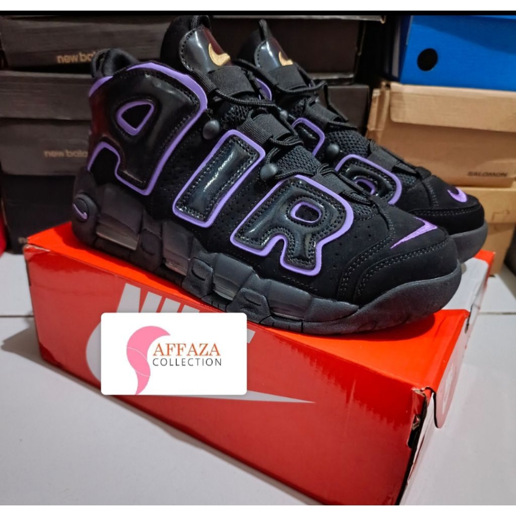 Sepatu Basket Pria Uptempo 'Black Action Grape' Size 44