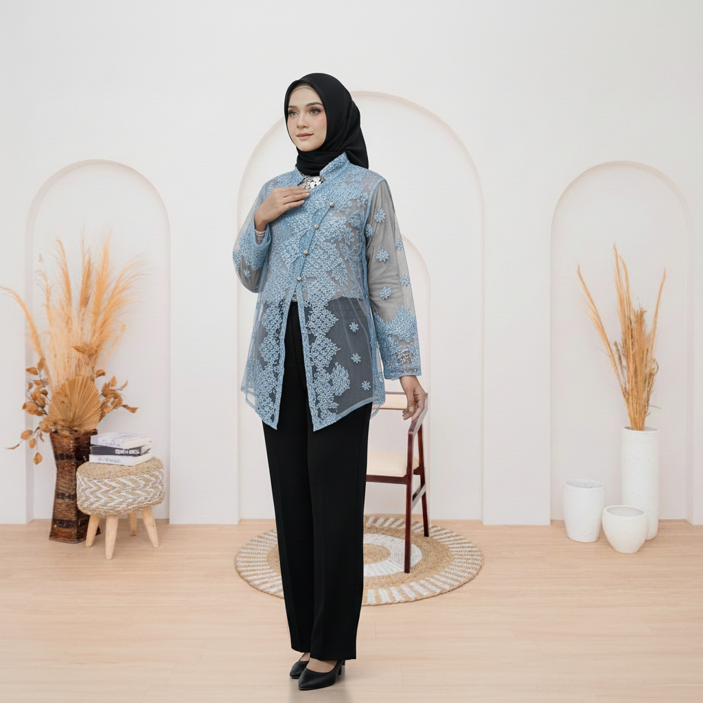 Outer brokat kebaya janggan / outer tunik brokat modern / outer kebaya wisuda keondangan