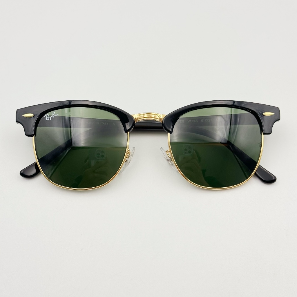 KACAMATA RAYBAN CLUBMASTER BLACK LIST GOLD LENSA HIJAU ORIGINAL