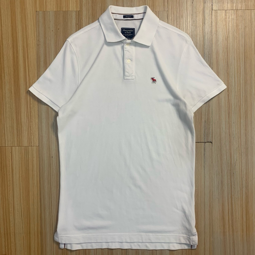 T-shirt kerah  ABERCROMBIE Cakep bgt putih bersih LIKE NEW (L)