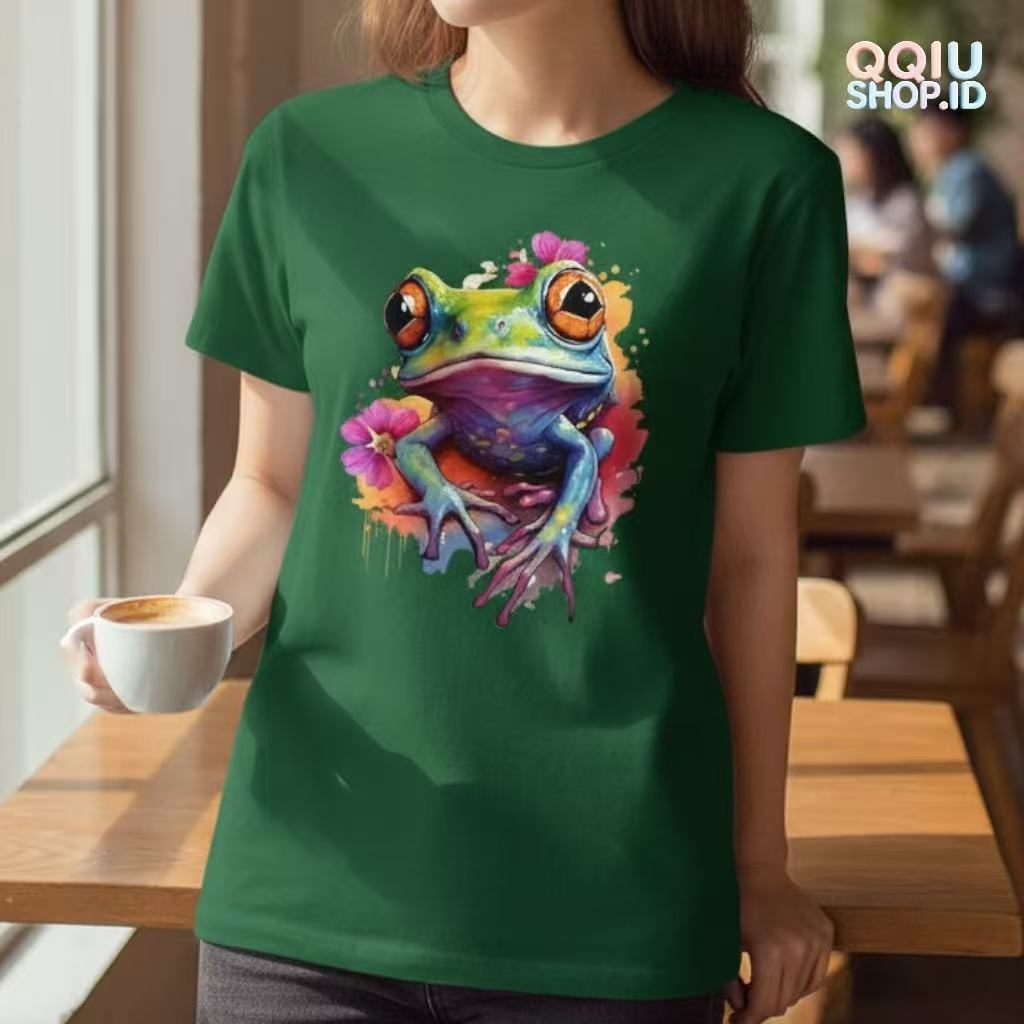 Qqiushop Baju Kaos Distro Pria/Wanita T-Shirt KODOK 3DMENSI QQ-905 Baju Atasan Dewasa