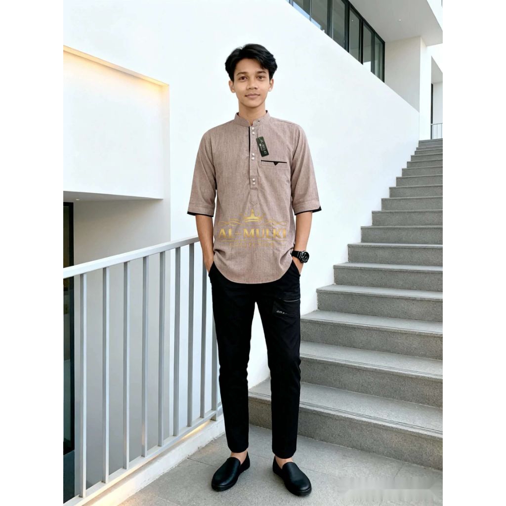 Koko Kurta Pria Casual Elegan – Model Terbaru 2025 warna Milo