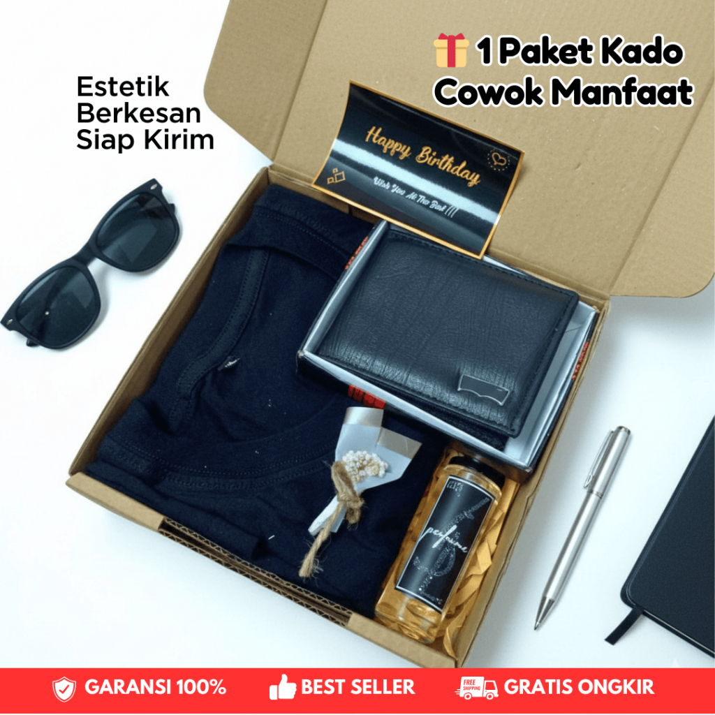 Gift Box Cowok | Hampers Cowok Murah | Kado Ulang Tahun Kaos Hitam | Hampers Cowok Ulang Tahun Aesth