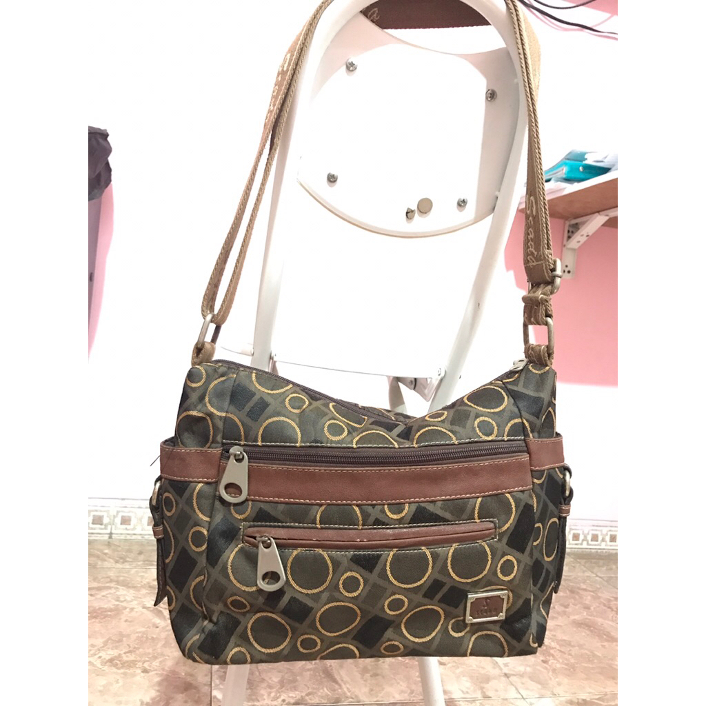 tas slempang sling bag scada kanvas mix kulit  murah resleting patah