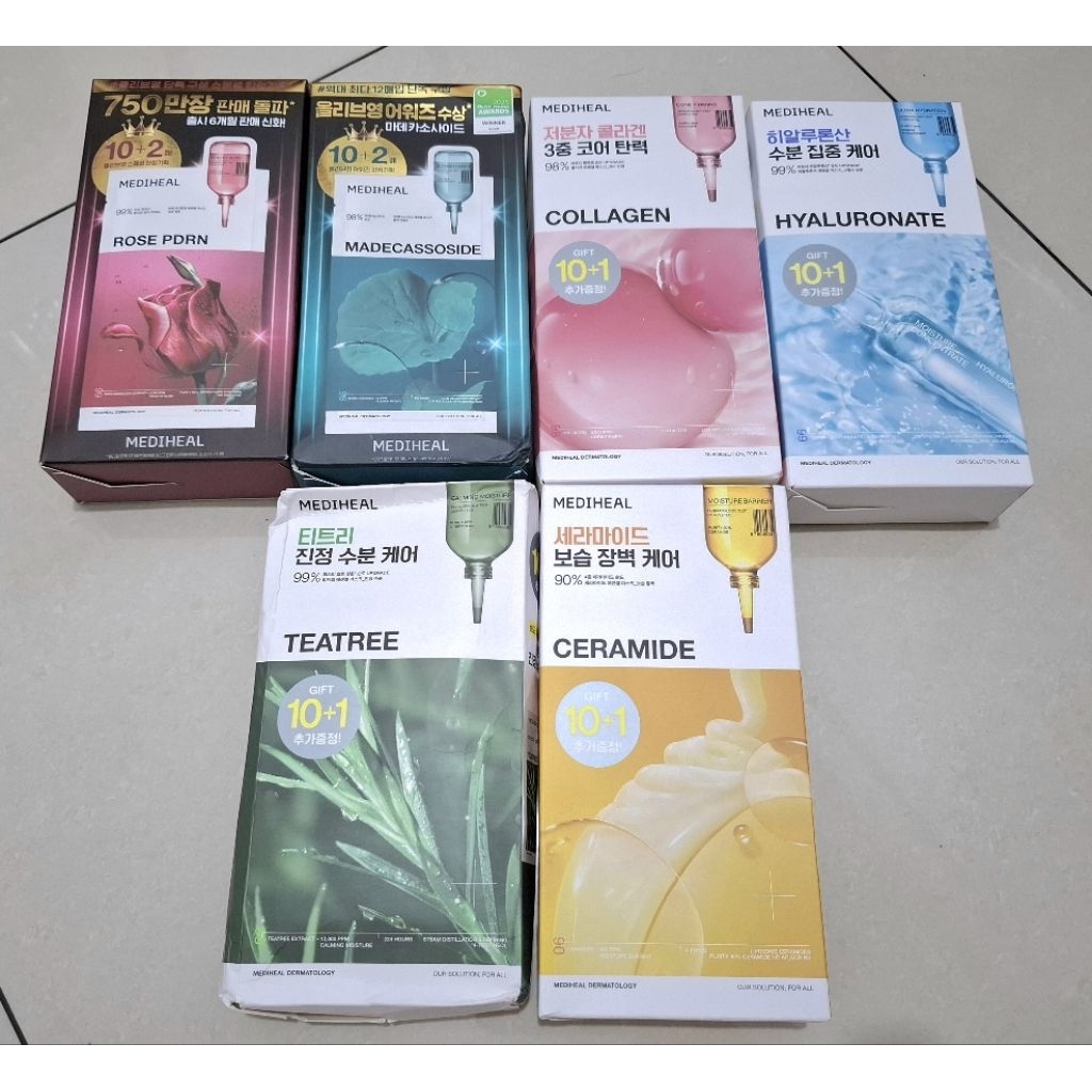 Mediheal Sheet Mask Madecassoside Rose PDRN Ceramide Hyaluronate Tea Tree Collagen 10+2/10+1/10 pcs