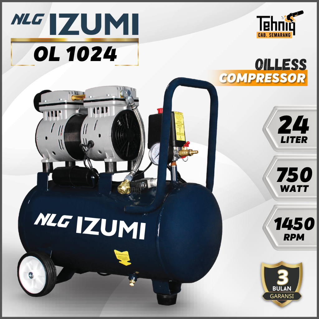 Kompresor Angin Listrik NLG IZUMI OL 1024 / IZUMI OL 1024 Oil Less Compressor 1 HP