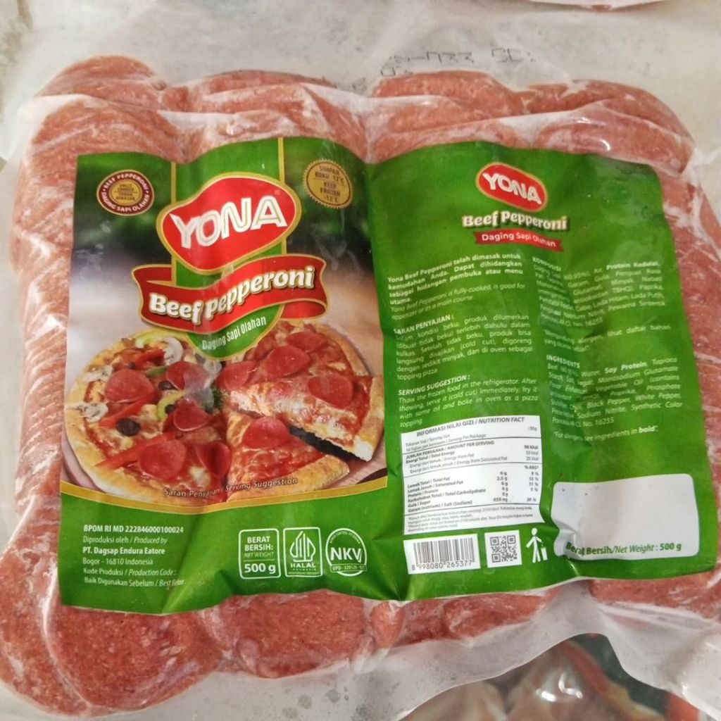 Yona Beef Pepperoni berat 500gr/Kemfood Beef Peperoni 500gr
