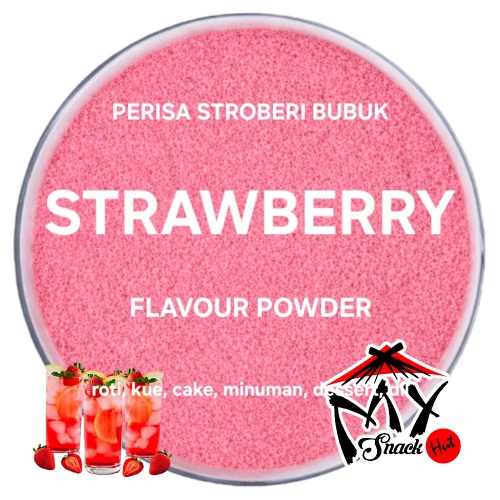 STRAWBERRY FLAVOUR POWDER 1KG BUBUK PERISA AROMA STROBERI BOBA DRINK JELI JELLY PUDING KUE HALAL