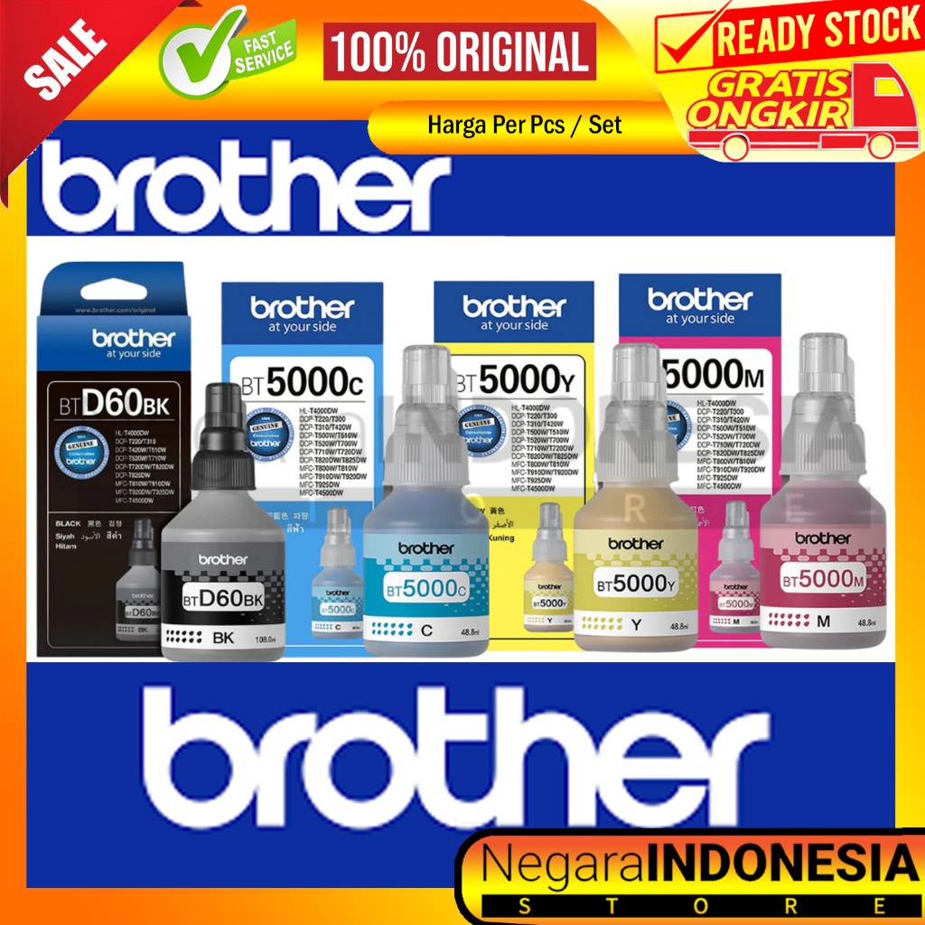 Brother Tinta Btd60bk Bt5000 Refill Ink Ori Original C M Y Bk L3502 L5301 L3059 L565 L810 L885 MFC-J