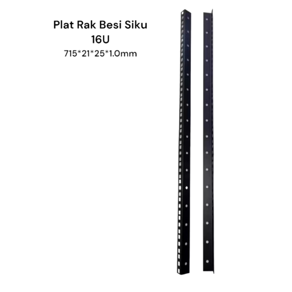 Lis siku L hardcase 16U plat rak siku rell hardcase besi hitam
