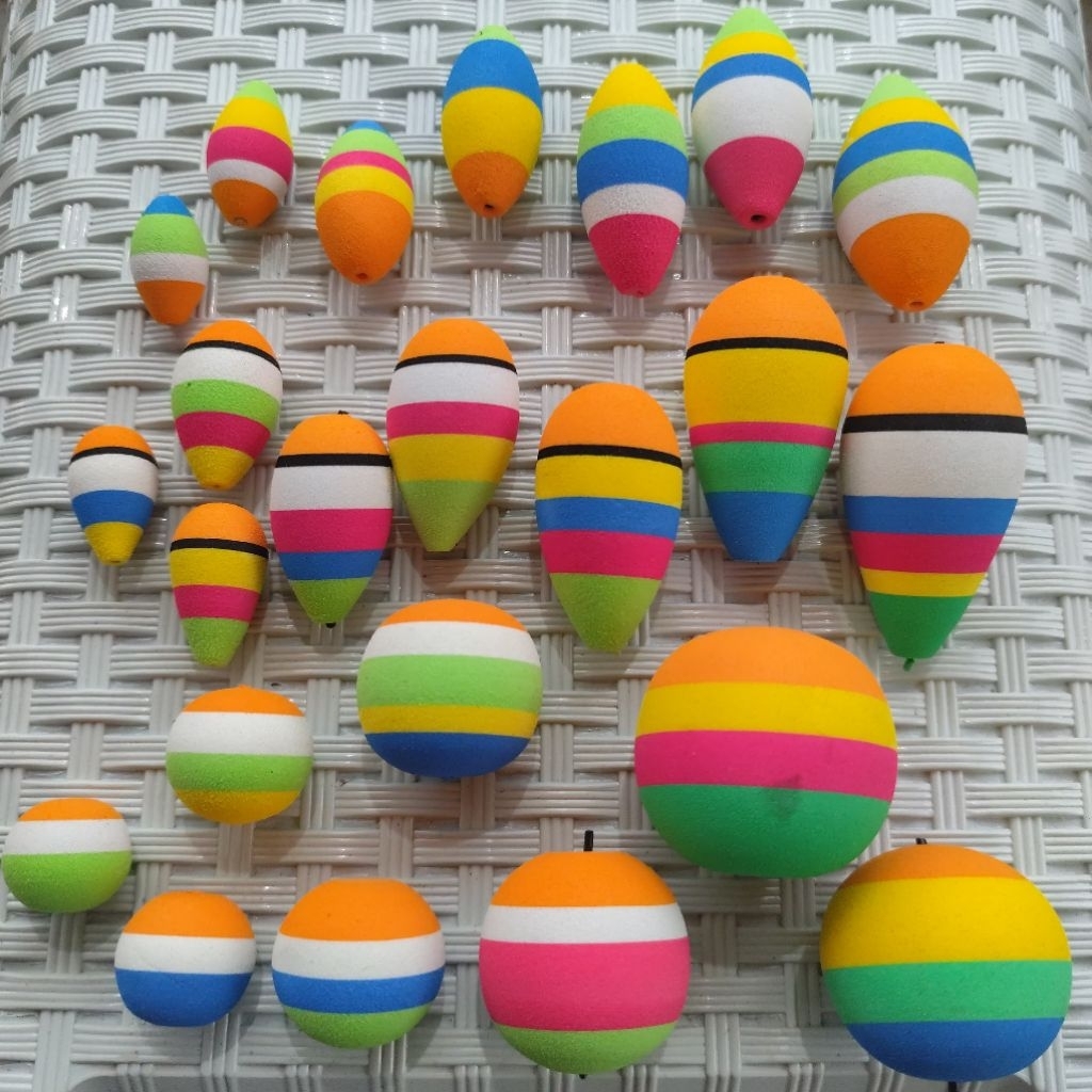 Pelampung Pancing Busa Bolong Tengah | Kumbul Spon Gabus Bulat Lonjong Gangsing Jantung