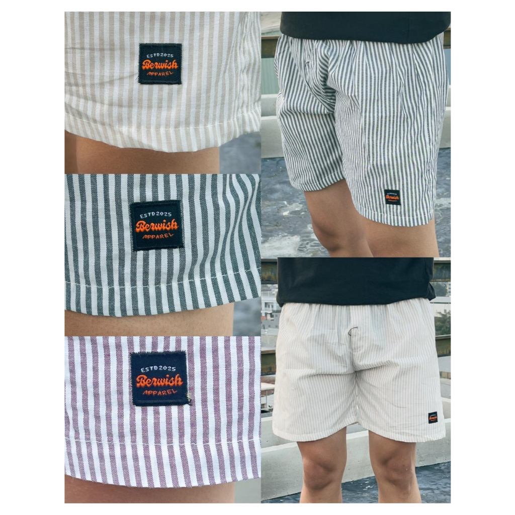 Boxer Berwish Motif Salur Cotton Japan - Celana Boxer Pria Saku & Kancing