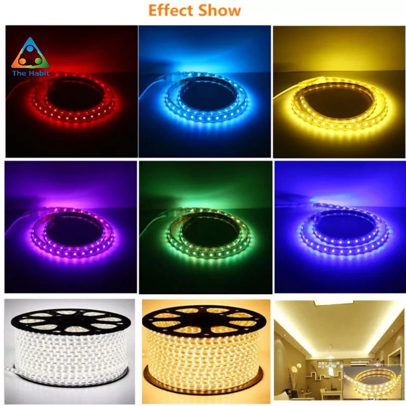 (The Habit)  LED STRIP 220V SELANG 5050 HIAS PLAFON Rumah Merah Putih Kuning Biru
