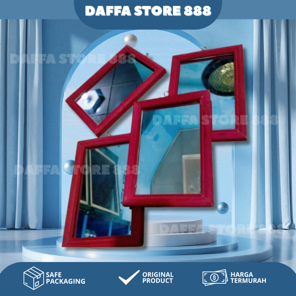 Kaca Cermin Bingkai Kayu / Kaca Cermin Kotak Murah