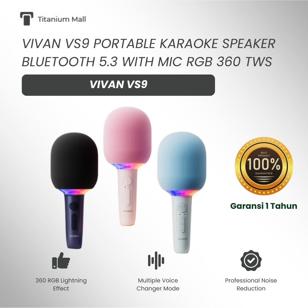 Speaker Karaoke Bluetooth VIVAN VS9 Portable RGB Voice Changer