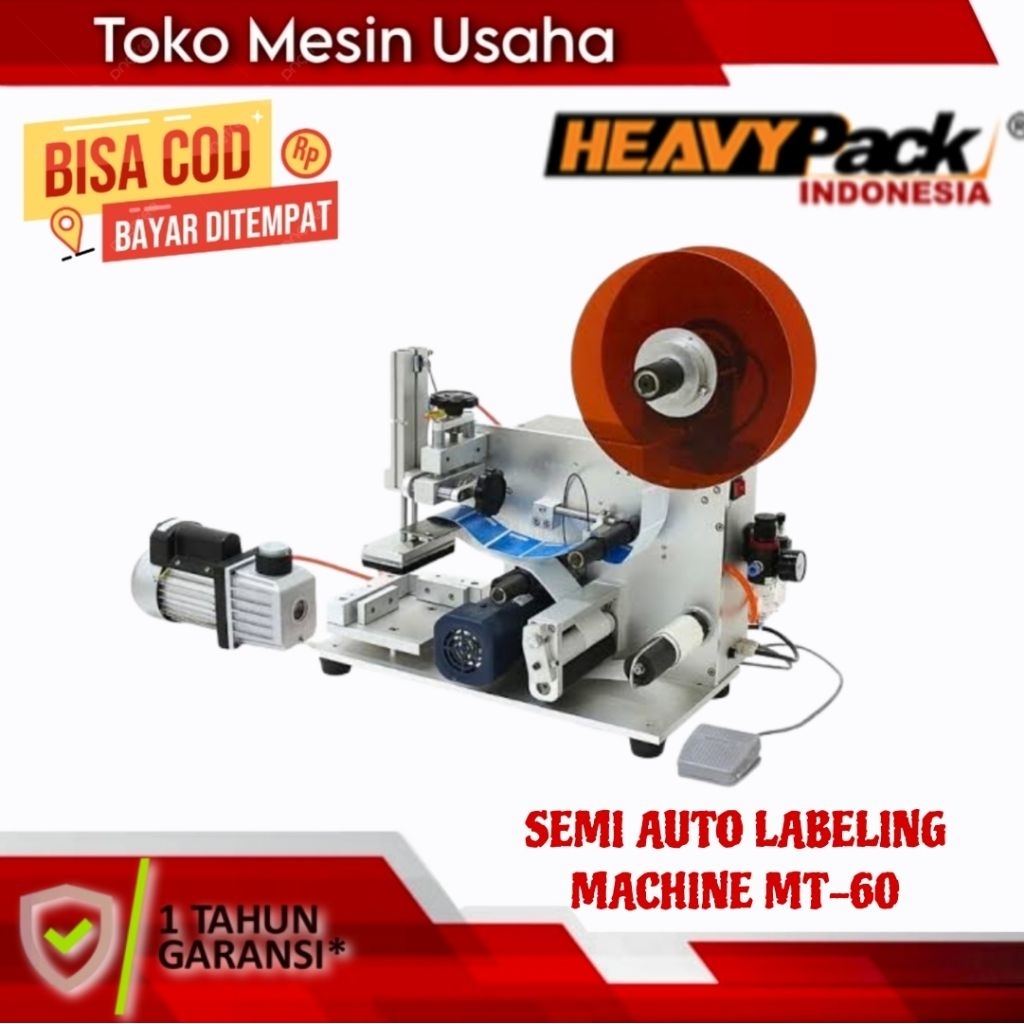 Mesin Lebeling Botol Kotak MT-60 HEAVYPACK / Semi Automatic Flat Bottle Labeling Machine
