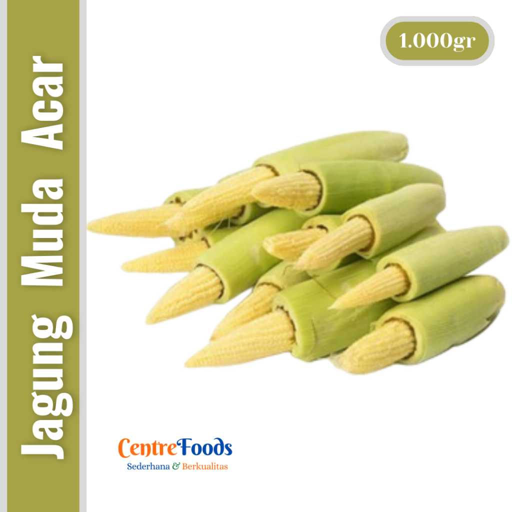 Jagung Acar Muda Kulit Kupas Segar - Sayur Jagung Muda Acar Putren Kupas dengan Kulit Fresh | 1.000g