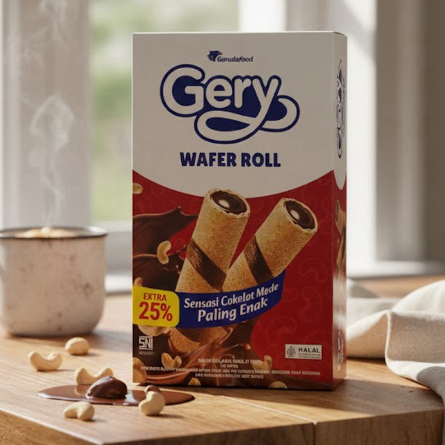 Gery Wafer Roll Rasa Coklat Mede Isi 12 pcs/ Box