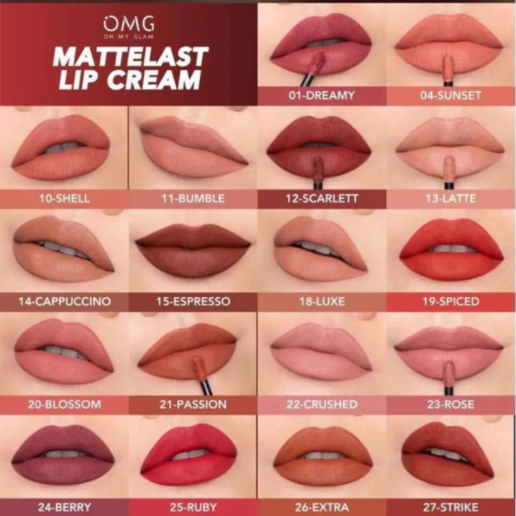 OMG Matte Last Lip Cream Original | Lipstik Matte Tahan Lama, Ringan & Pigmented