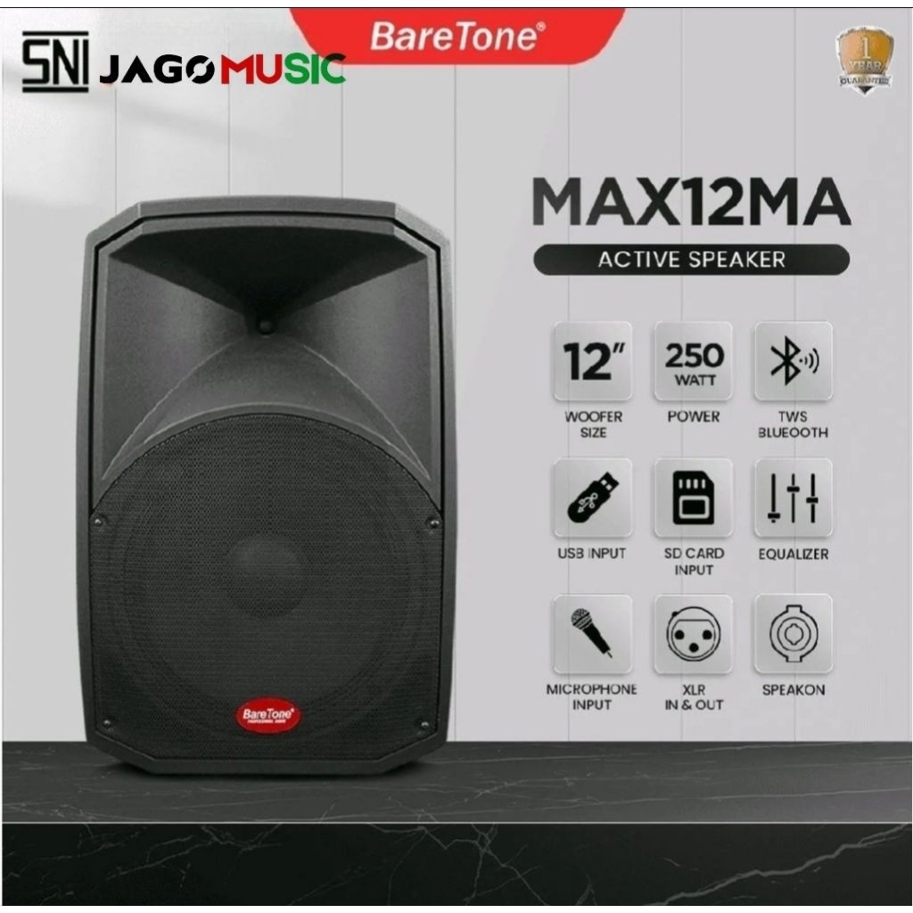Baretone Speaker Aktif MAX12MA
12inch Speaker Baretone MAX 12MA 1set