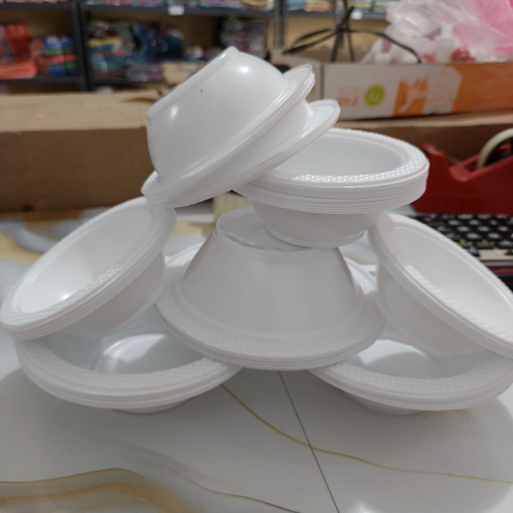 MANGKOK PLASTIK KECIL PUTIH SUSU/MANGKOK PLASTIK M5, M6