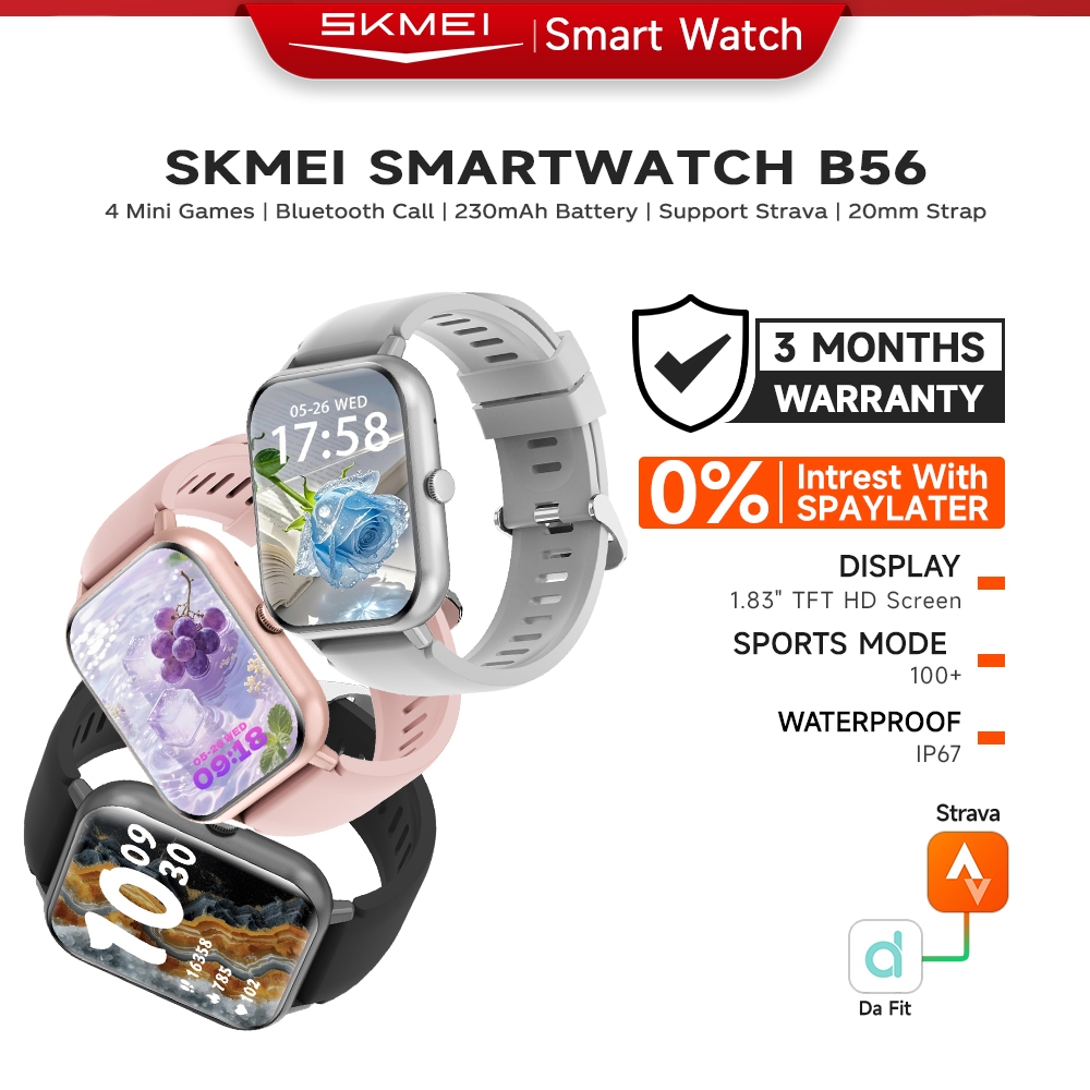 SKMEI Smartwatch B56 Jam Tangan Smartwatch Pria IP67 Waterproof | Bluetooth Call | Wallpaper Kustom 