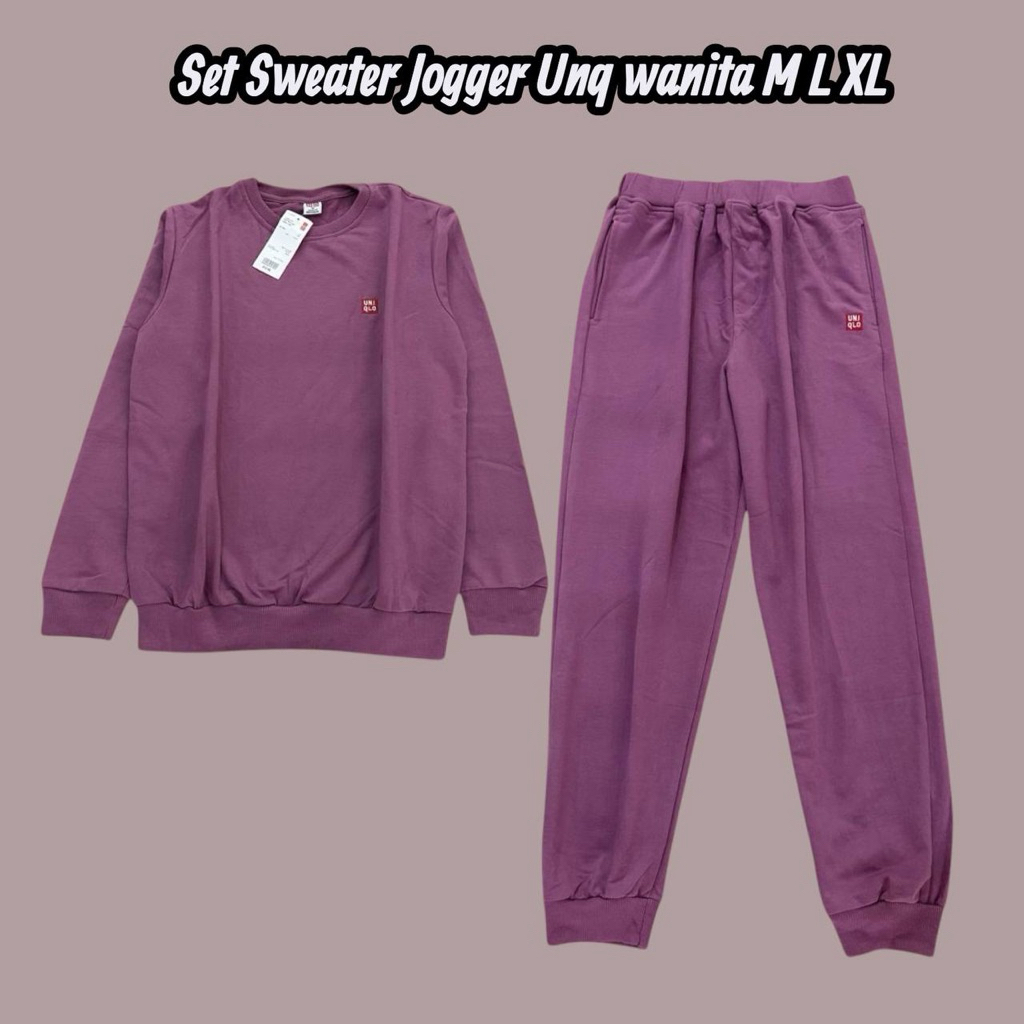 Oneset Uniqlo Setelan Sweater Uniqloon Wanita Setelan Olahraga Switer Jogger Seragam Senam Olahraga 