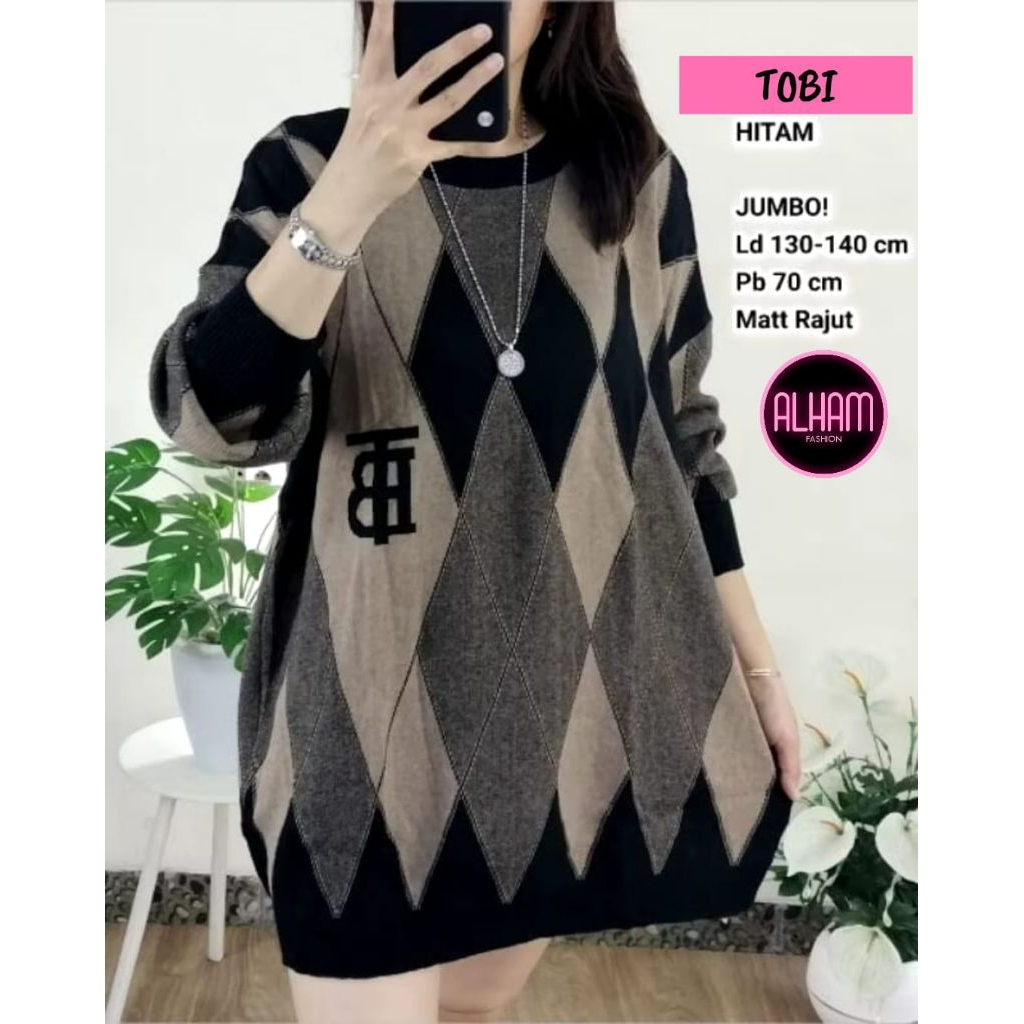JUMBO LD 130 cm TOBI KAOS RAJUT BAJU WANITA