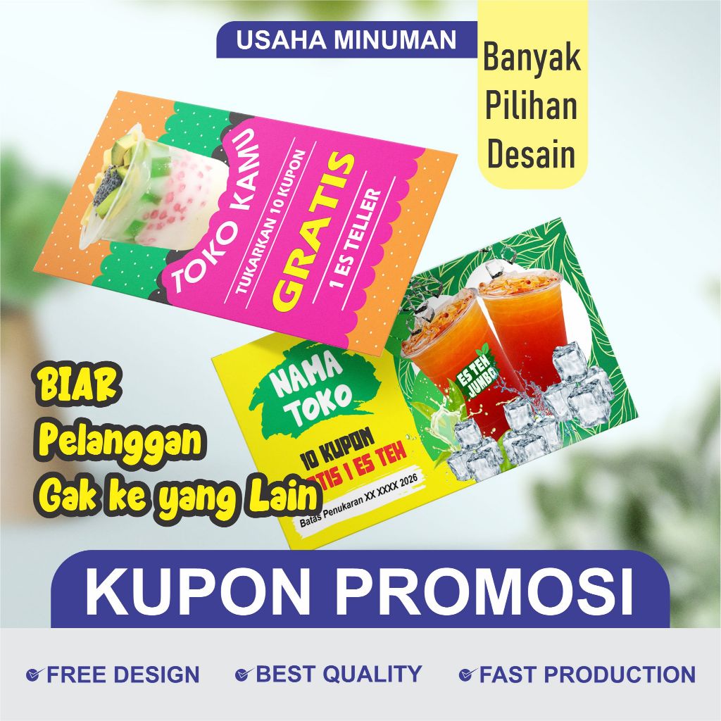 Kupon Usaha Minuman Es Teh, Kupon Es Teller, Kupon Jus, Kupon Es Cendol - Percetakan Indis