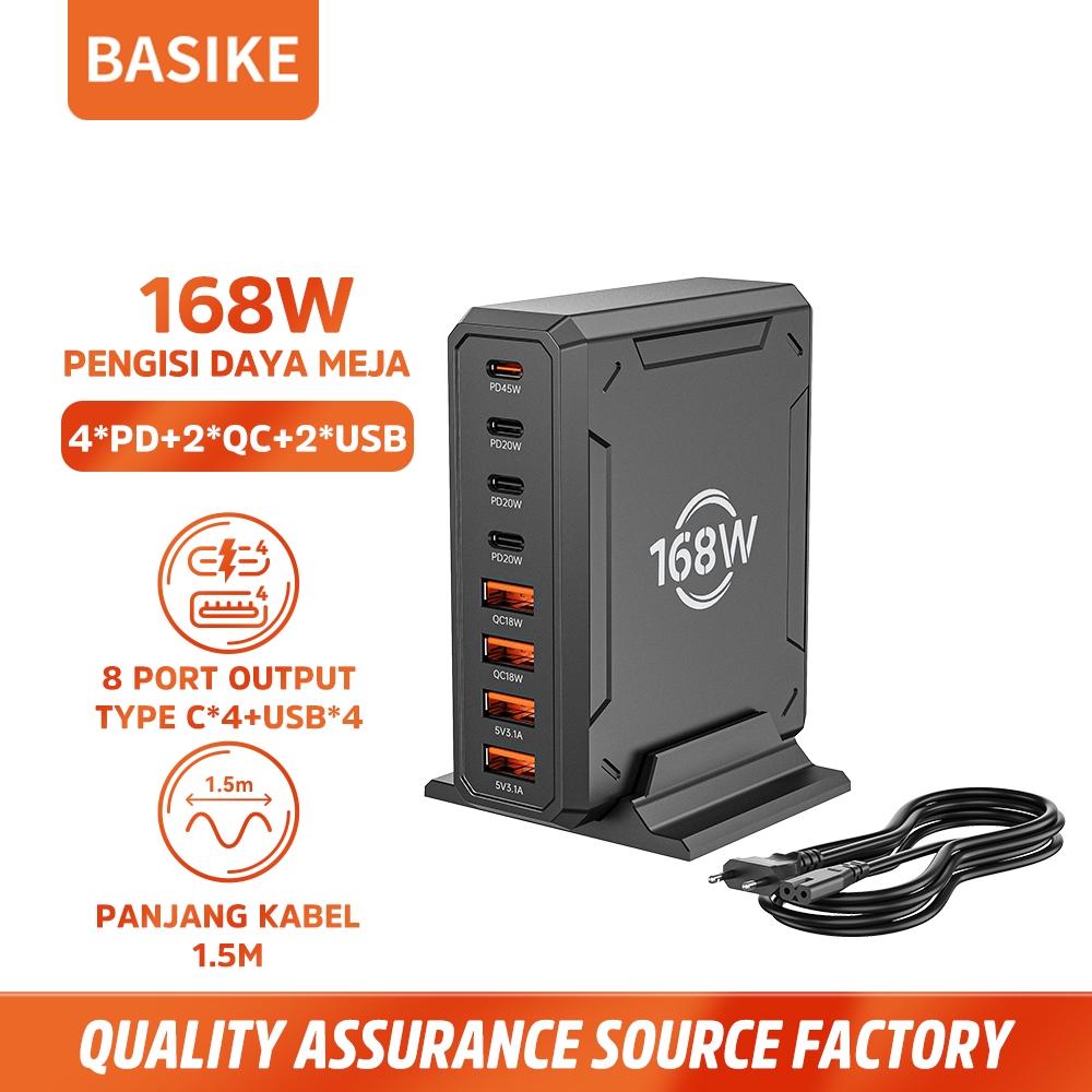 BASIKE Charger iPhone Type C Fast Charging168W 8-in-1 Adaptor for mobile iPad PC laptop universal