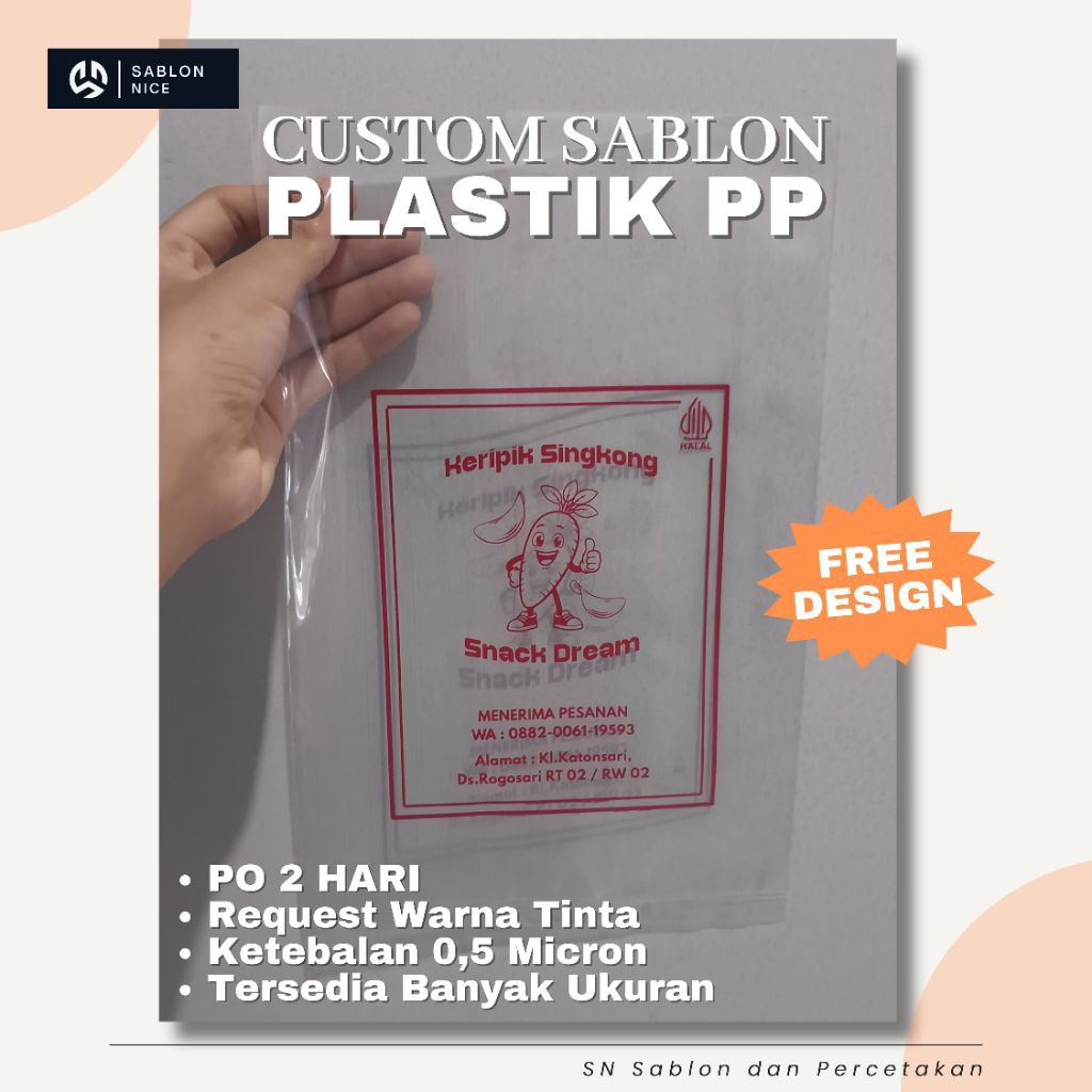 Custom Sablon Plastik PP Kemasan