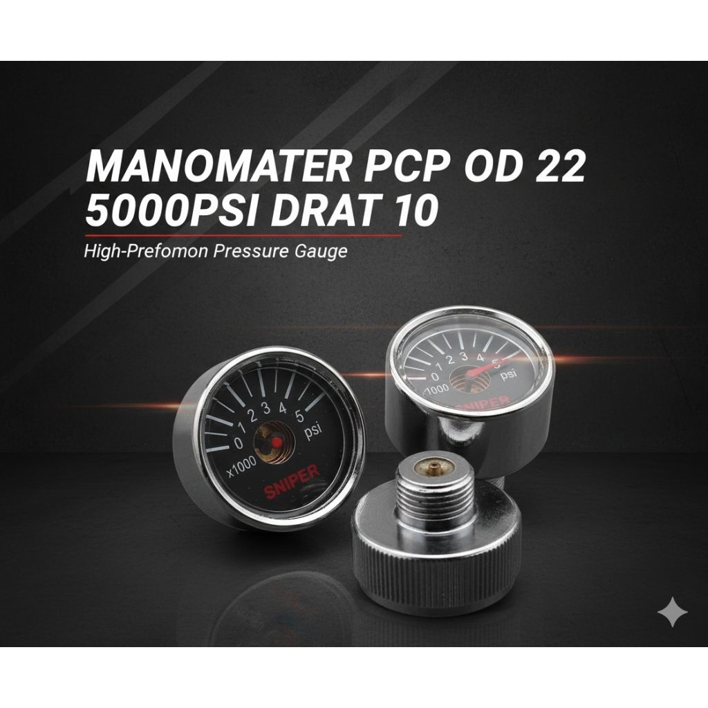 Manometer Pcp OD22 5000Psi Drat 10mm