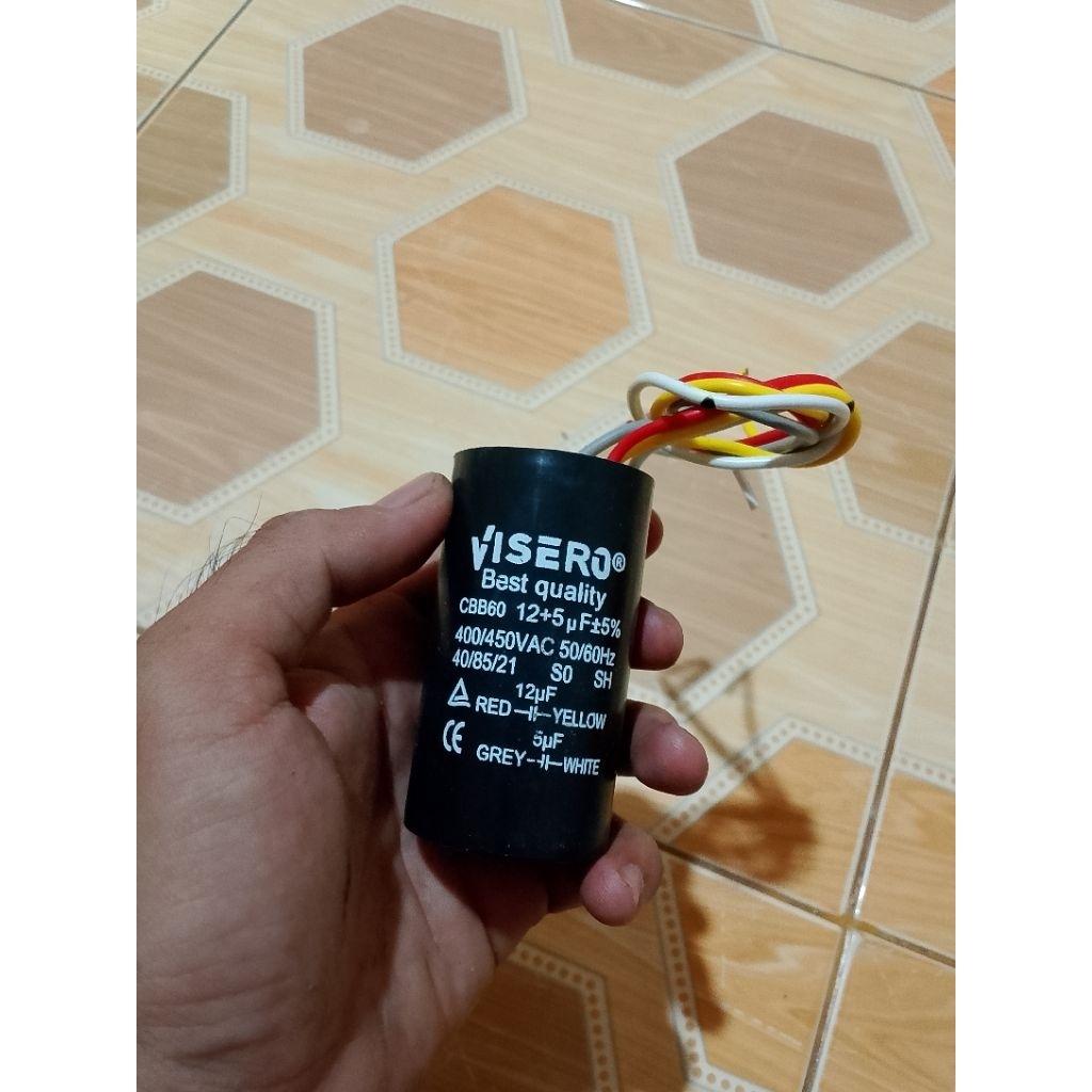 Kapasitor mesin cuci 12uf/5uf visero