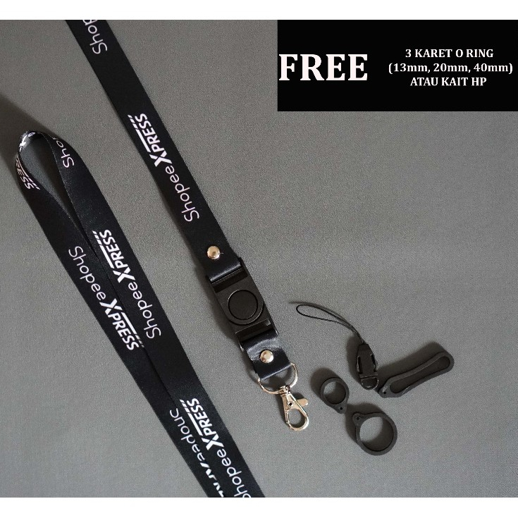 Lanyard ID Card Shopee Express Hitam - Tali Gantungan HP - Tali Gantungan ID Card Nametag Shopee Exp