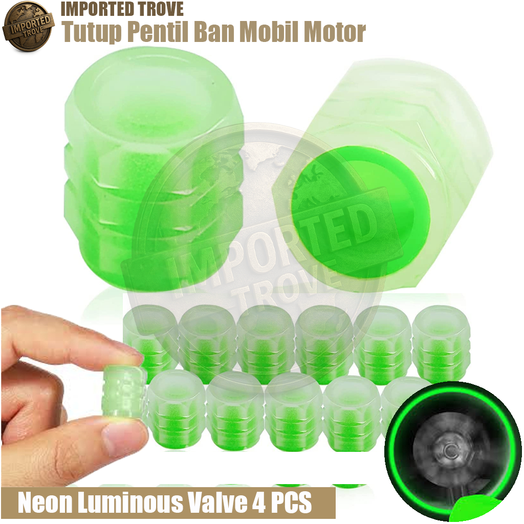 FIREFLYS Pentil Ban Mobil Sepeda Motor Neon Luminous Valve Cap 4 PCS - F8 - Green iT Tutup Pentil Ba