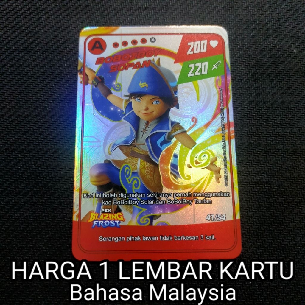 (HARGA SATU KARTU) Boboiboy Monsta Galaxy Card Boboiboy Sopan Dari Pek Blazing Frost
