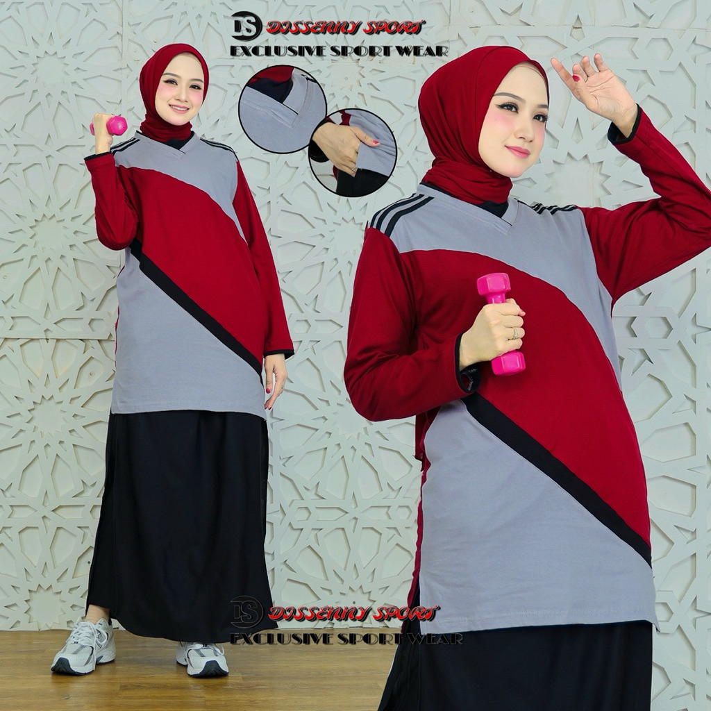 Setelan Senam Muslimah ROCELA /Seragam Senam ROK CELANA Wanita Muslimah syar'i