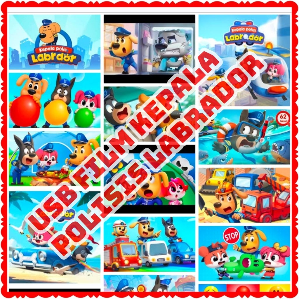 USB ISI KARTUN KEPALA POLISI LABRADOR-FLASH DISK ISI FILMM KARTUN POLICE LABRADOR