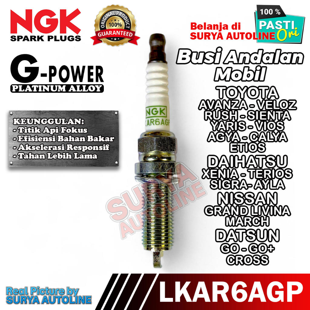 BUSI MOBIL NGK ORIGINAL G-POWER LKAR6AGP UNTUK TOYOTA AVANZA VELOZ RUSH SIENTA YARIS VIOS AGYA CALYA