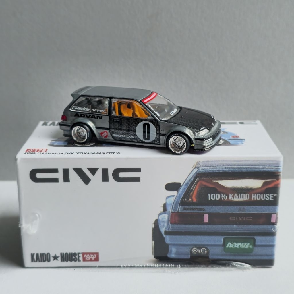 (CHASE CAR) Mini GT x Kaido House KHMG179 Honda Civic (EF) Kaido Roulette V1