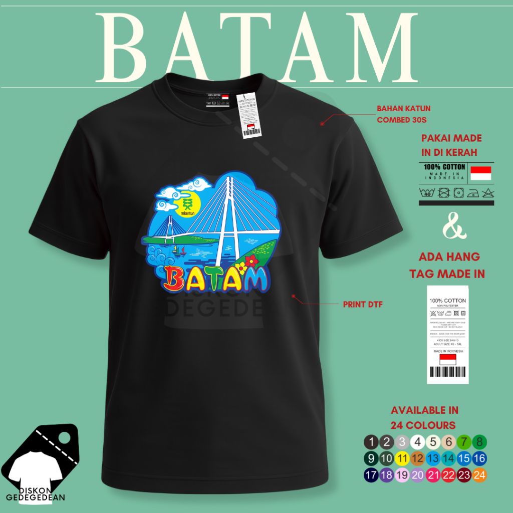 Diskongedegedean Kaos Souvenir Batam Baju Tshirt Oleh Oleh Indonesia Dewasa Anak Varian 1