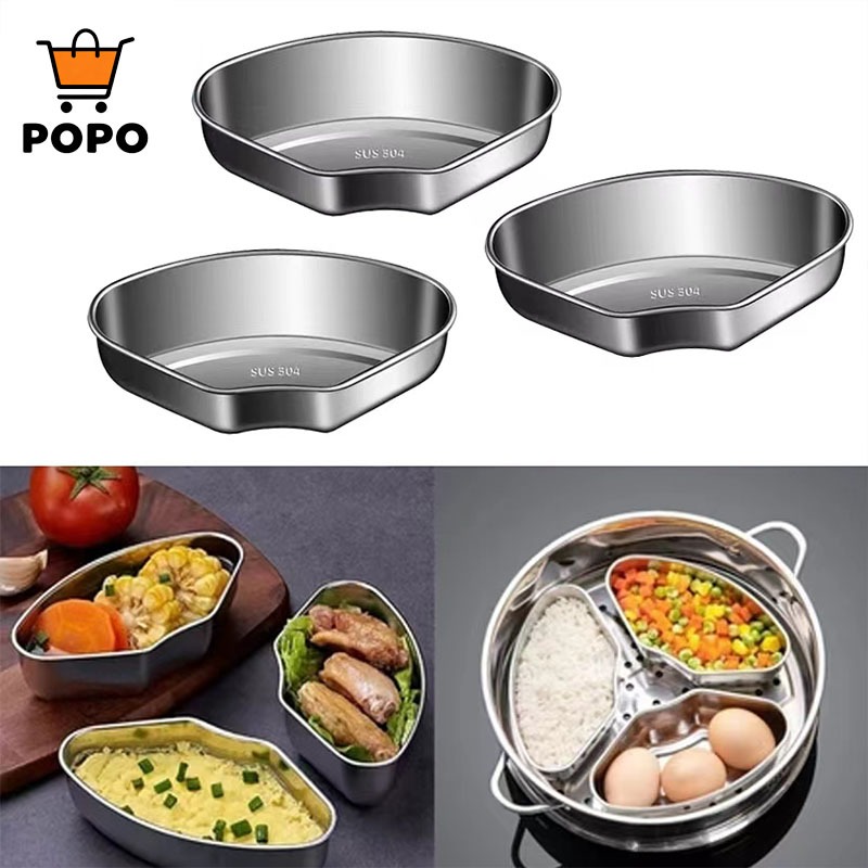 304 Mangkok Kotak Kukus Panci Wadah Kukus Makanan Stainless Steel