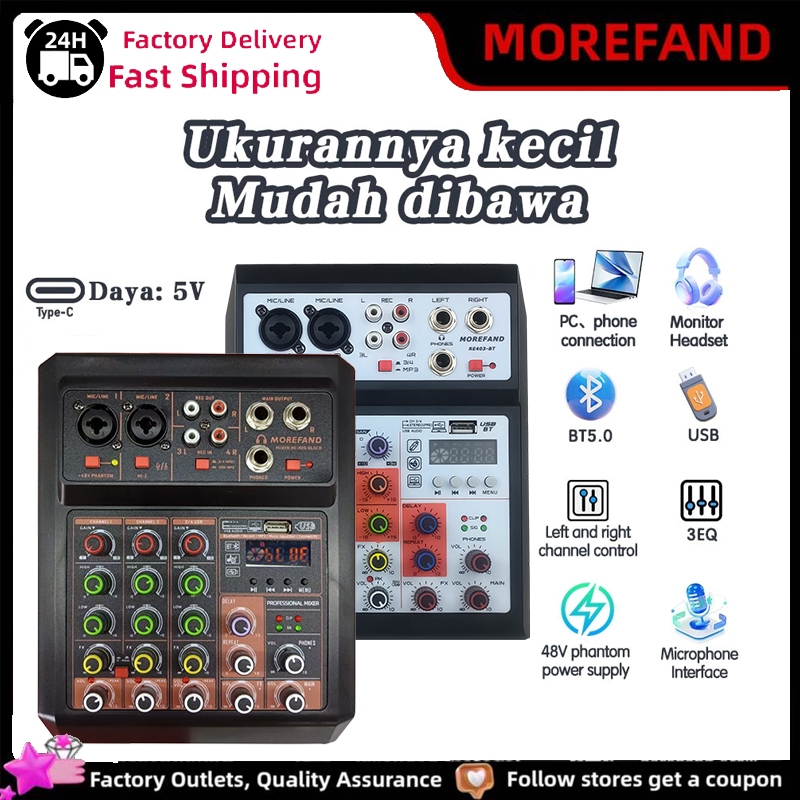 mixer audio 4 chanel Professional RE-405-Black audio USB Bluetooth Mini mixer mini Mixer/6 Saluran D