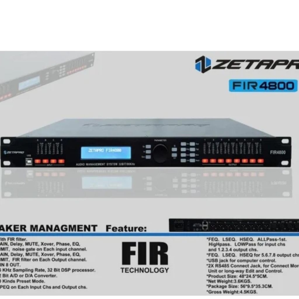 Management Speaker DLMS Speaker Management ZETAPRO FIR 4800/ FIR4800 ORIGINAL 4 input 8 output
