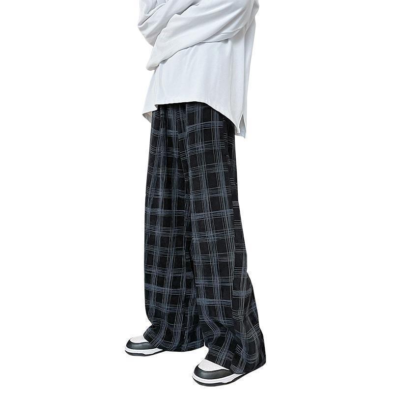 Celana Panjang Pria celana kotak-kotak Baggy Pants Pria Celana wide leg Pria