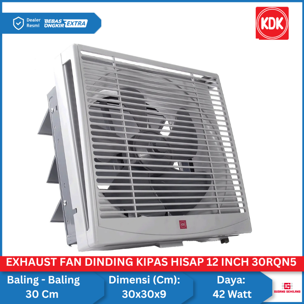 Kipas Angin Dinding Eksos Exhaust Fan Dinding 12 " 12 Inch 30RQN5 KDK