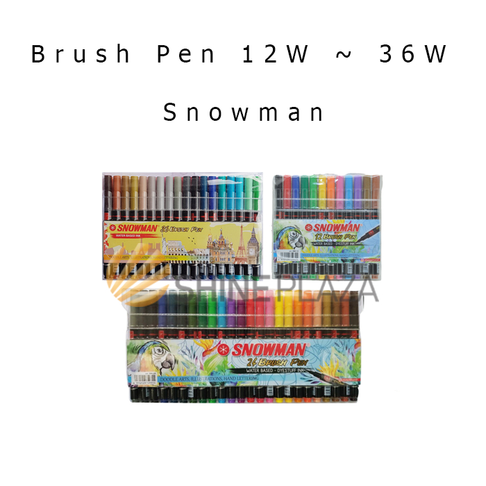 Snowman Brush Pen Set 12 24 36 Warna Spidol Kaligrafi Brushpen Snowman BM-12 BM-24 BM-36